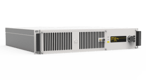 Professional rack-mounted broadcasting transmitter unit with a front-facing control panel and ventilation.
