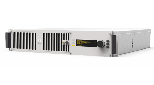Rack-mounted FM or LPFM transmitter with front ventilation and digital control panel